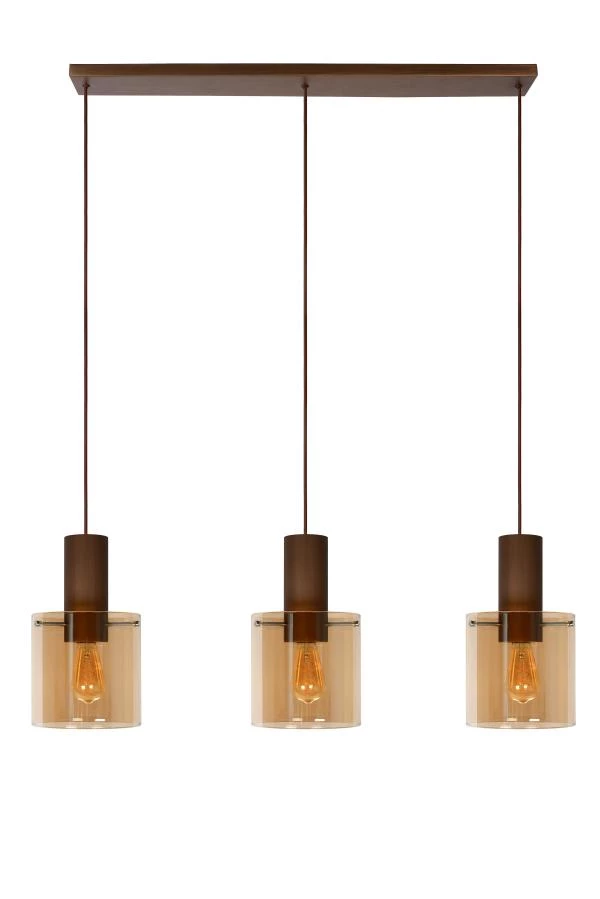 Lucide TOLEDO - Suspension - Ø 20 cm - 3xE27 - Ambre - UIT